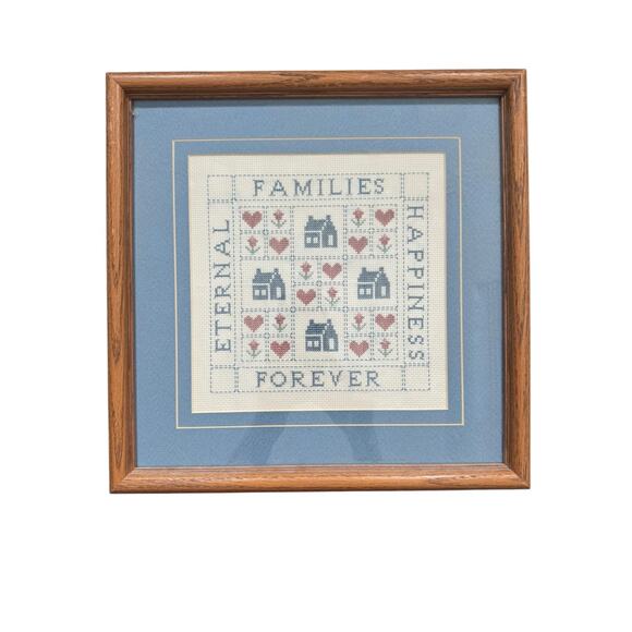 Vintage Handmade 1990s Cross Stitch Rustic Farmhouse Family Sampler - Picture 1 of 2